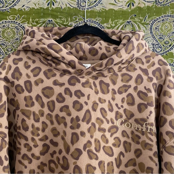 NWOT Comfrt Limited Edition Brown Leopard Minimalist Hoodie Size Large - Picture 3 of 14